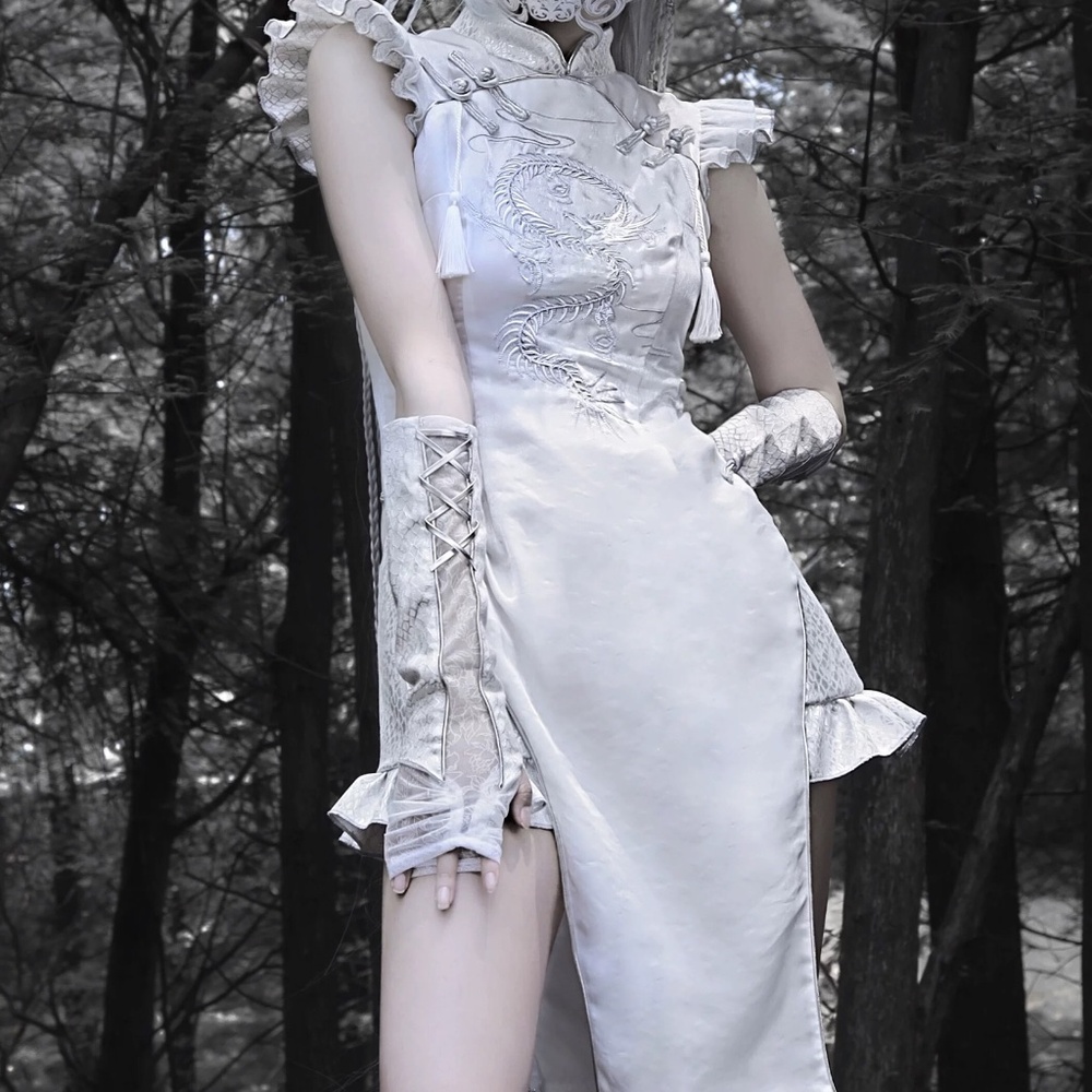 Blood Supply Gothic Punk Silver White Dress